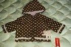 Baby girls carter's 3-6 months brown jacket with pink polka dots nwt