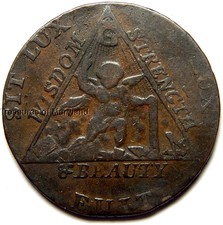 1790 Great Britain Masonic "Freemason" Colonial Halfpenny! sku #Fg9