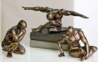 Figur Skulptur Statue ATHLETIKO 3er Set Bronze Optik Workout Athlet Accessoire