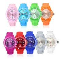 Classic Stylish Silicon Jelly Strap Unisex Women Lady Wrist Watch Colorful SU