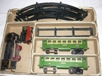 Spur 0 Galvanik Weimar Blech Dampf Lok mit 2 Personenwagen / DDR 60er J.