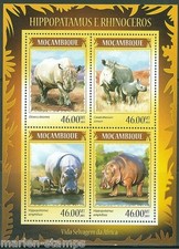 Mozambique 2014 Hippotamus & Rhinoceros Sheet Mint Nh
