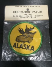 Vintage Embroidered ALASKA Souvenir Shoulder Patch Moose New In Package Yellow