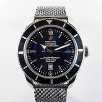 Breitling Superocean Heritage 46mm schwaz A17320 Mesh / Milanaise Armband RARE