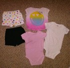INFANT GIRLS mixed lot SIZE 3-6-9-12 MONTHS romper shirt shorts 5 PIECES 