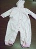 BABY FURRY SLEEPER SIZE 3 MONTHS BY CARTERS HAS ANIMAL FEET PINK TAN & WHITE 