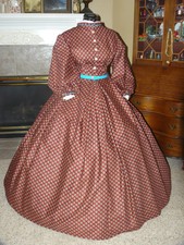 Civil War Reenactment Victorian Day Gown Prairie Dress Ladies 8 10 12