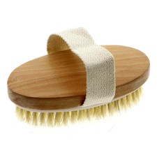 Natural Wooden Bristle Contour Spa Bath Shower Body Brush Back Scrub Massager