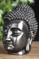 Figur Skulptur BUDDHA KOPF schwarz silber Design Accessoire Geschenkidee NEU
