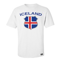EAKS® HERREN T-SHIRT "ISLAND / ICELAND" weiß #2 Fußball Fan Shirt WM EM 2016