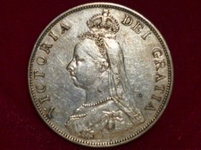 1890 Double Florin Silver Coin Uk (Great Britain) Nice Queen Victoria Coin