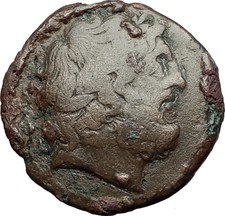 Messana in Sicily under MAMERTINI 208BC Zeus Warrior Ancient Greek Coin i59394