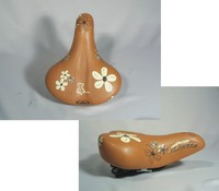 Fahrrad Sattel Hollandrad Citybike Retro Look Flower braun Fahrradsattel soft