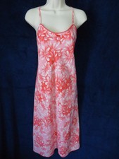 80's Vintage Josie Country Coral Pink Red Floral Daisy Embroidered Nightgown M