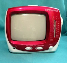 Unusual Sylvania Srt069 Multi Face 5" B&W Tv Television Am Fm Radio Excellent