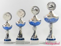 4 er Serie Pokale 25 - 34 cm in Blau/Silber  inkl. Gravur und Emblem - 261