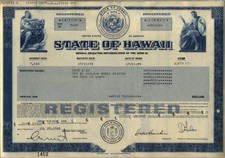 State of Hawaii Bond Stock Certificate
