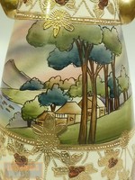 NIPPON MORIAGE LANDSCAPE VASE ART NOUVEAU HAND PAINTED c.1900 JAPAN