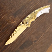 HERBERTZ - Taschenmesser goldfarben - Messer - Einhandmesser - Clip - 233411