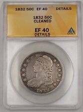 1832 Us Capped Bust Silver Half Dollar 50c Coin Anacs Ef-40 Details Cleaned