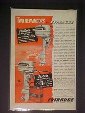 RARE OLD~EVINRUDE FISHING BOAT OUTBOARD MOTOR ART PRINT AD~ORIGINAL ANTIQUE 1950