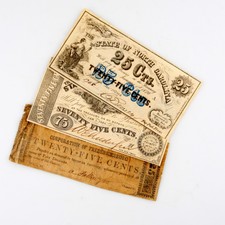 Two Civil-War Era North Carolina And One $.25 Corp Of Fredericksburg Notes