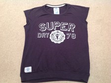 Haut femme superdry à manches courtes bleu marine sweat en taille m