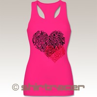 BL8770 Damen Frauen Tank Top Racerback - Romantisch - Herz Fingerabdruck