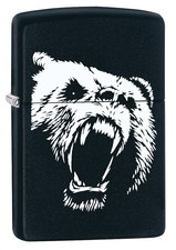 ZIPPO "BLACK & WHITE BEAR" MATTE BLACK COLOR LIGHTER ** NEW in BOX **