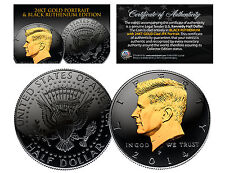 Black Ruthenium & 24Kt Gold Clad 2014 Jfk Kennedy Half Dollar U.S. Coin - P Mint