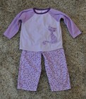 Girls Purple Animal Print Pajamas with Princess Cat *Size 4T *Super Warm