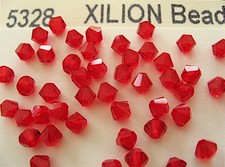 24 Light Siam Swarovski Crystal Beads Bicone 5328 4mm