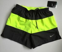 NEW Nike Dri Fit 4" Color Block Running Shorts Stay Cool Size Small Grey / Volt