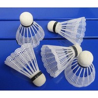 Badminton Bälle 5 tlg, Federball SET, 5 Stück weiß, Hobby Feder Spiel Sport Ball