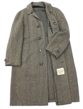 Vtg 40s 50s Burnbrae Gray Shetland Tweed Wool Top Coat Atomic Overcoat 42S