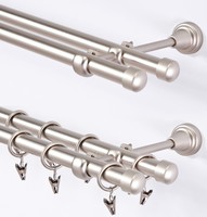 Gardinenstange 19 mm 2-Läufig Chrom- Matt Metall Neu 