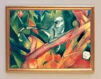 BLAUER REITER FRANZ MARC DAS ÄFFCHEN AUF LEINWAND IM GOLDRAHMEN 29