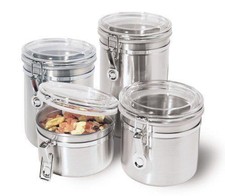 New listing
4 Piece Stainless Steel Canister Set Oggi Airtight Acrylic Lid and Clamp New