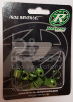 4 REVERSE Kettenblattschrauben Set grün Alu 7 mm Schrauben + Mutter + Spacer