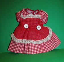Rare Arranbee R&B Nanette Red Organdy/Check Dress for 14" Doll Crisp & Mint!