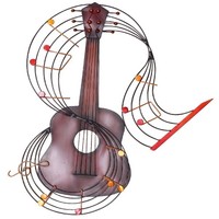 XXL Wandbild "GITARRE" Metall 47 x 52 cm Wanddeko Musikinstrument Wandbehang