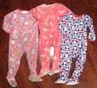 Girl 18 Mo Fleece Footed Blanket Sleeper Carters Pink Purple Penguin Horse Lot