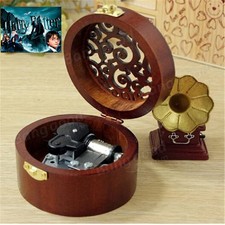 CIRCLE WOOD SILVER WIND UP MUSIC BOX : Harry Potter Hedwig's Theme