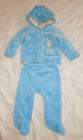 Absorba baby girl boy blue set jacket top with hood footed bottom size 6 - 9 mts