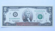 2- Series 2003A Silver Leaf Accented Two $ Bills World Reserve