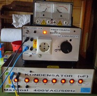 Trenntrafo mit Kondensatorenstation zum E-Motor testen