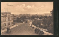 schöne AK Gera, Heinrichsbrücke mit Straßenbahn 1908 