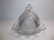 Vintage Imperial Glass Butter Dish COSMOS Cheese Plate Dome Lid