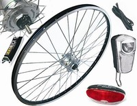 26" Vorderrad Laufrad Komplett-Set mit Nabendynamo Umrüstkit Union LED 35 Lux