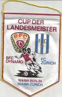 Wimpel : BFC DYNAMO - FC ZÜRICH   CUP DER LANDESMEISTER  1981